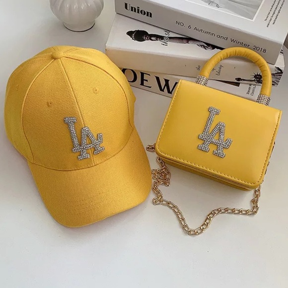 Los Angeles bling sparkle ball cap and purse set clutch handbag - Picture 5 of 5